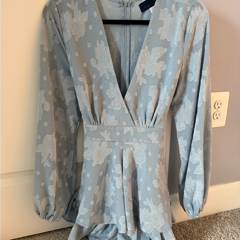 Elegant Blue Floral Romper
